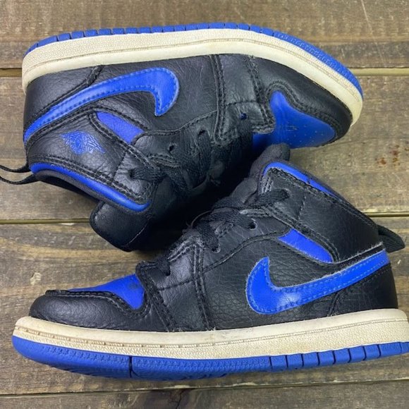 Nike Air Jordan Retro 1 Mid Hyper Royal Blue TD 640735-068 Rare Toddler Size 9C - Picture 8 of 11